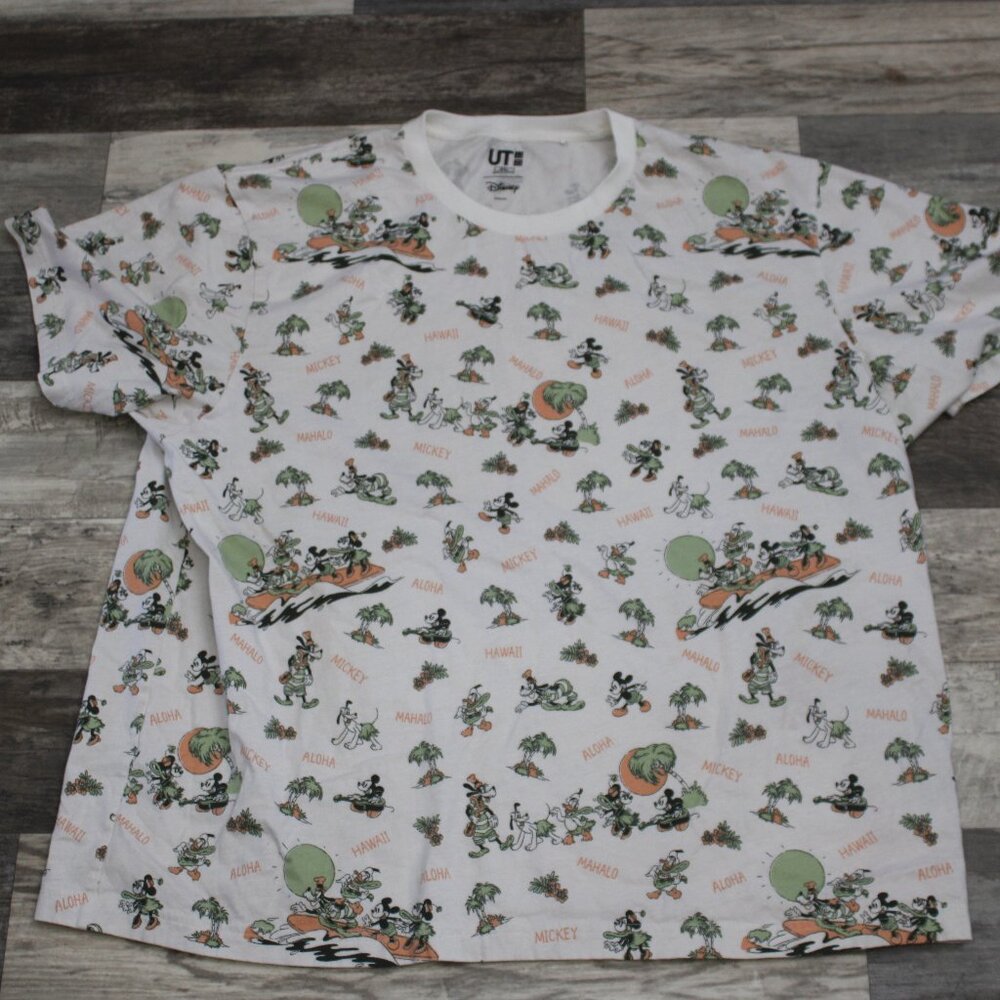 Disney UT Women's 3XL UNIQLO Hawaii Mahalo Mickey Aloha Short Sleeve Shirt